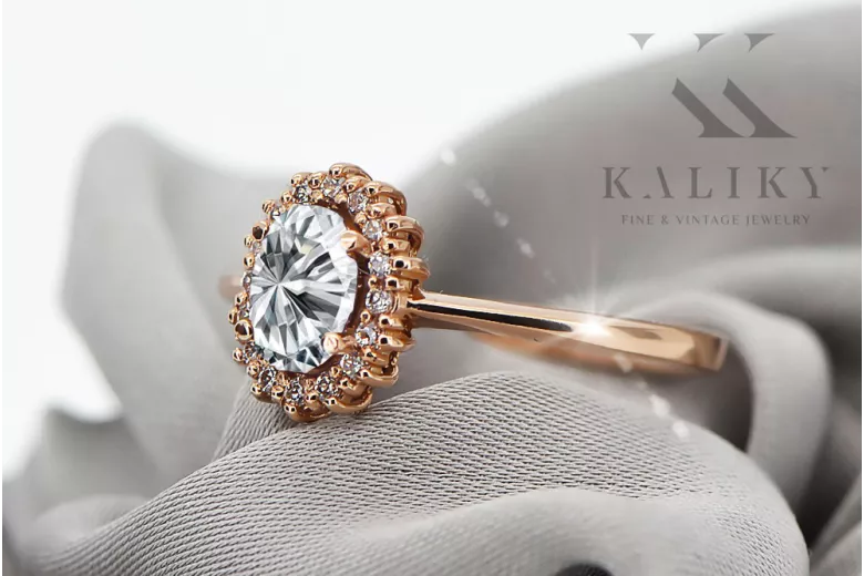 Ring Vintage Jewlery Zircon Original Vintage 14K Rose Gold crc009r